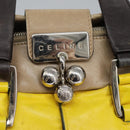 CELINE Hand Bag Leather Yellow Brown Silver Auth bs22250-18