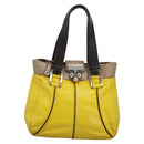 CELINE Hand Bag Leather Yellow Brown Silver Auth bs22250-13