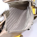 CELINE Hand Bag Leather Yellow Brown Silver Auth bs22250-24