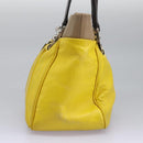 CELINE Hand Bag Leather Yellow Brown Silver Auth bs22250-3