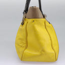 CELINE Hand Bag Leather Yellow Brown Silver Auth bs22250-4