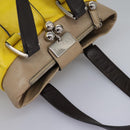 CELINE Hand Bag Leather Yellow Brown Silver Auth bs22250-6