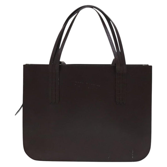 CHANEL Tote Bag Leather Brown Gold CC Auth bs22265