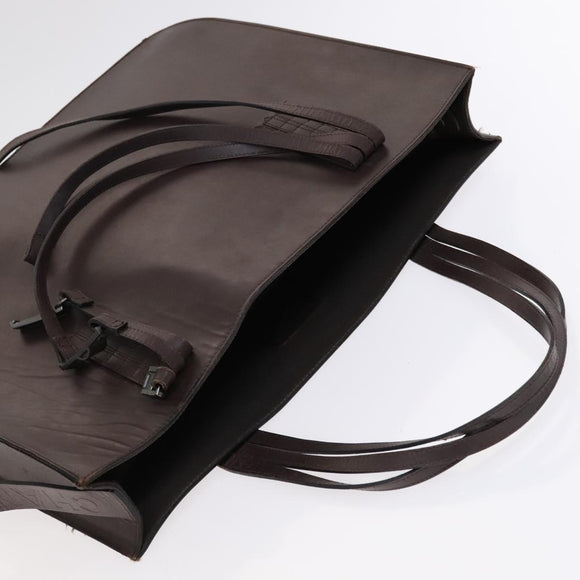 CHANEL Tote Bag Leather Brown Gold CC Auth bs22265