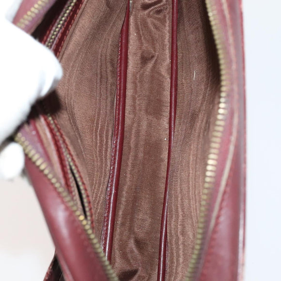 CARTIER Shoulder Bag Leather 3Set Red Auth bs22280