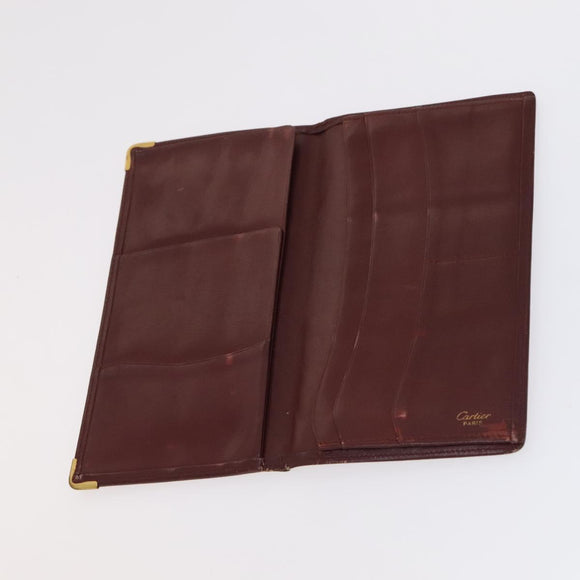 CARTIER Shoulder Bag Leather 3Set Red Auth bs22280