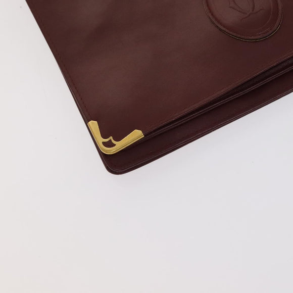 CARTIER Shoulder Bag Leather 3Set Red Auth bs22280