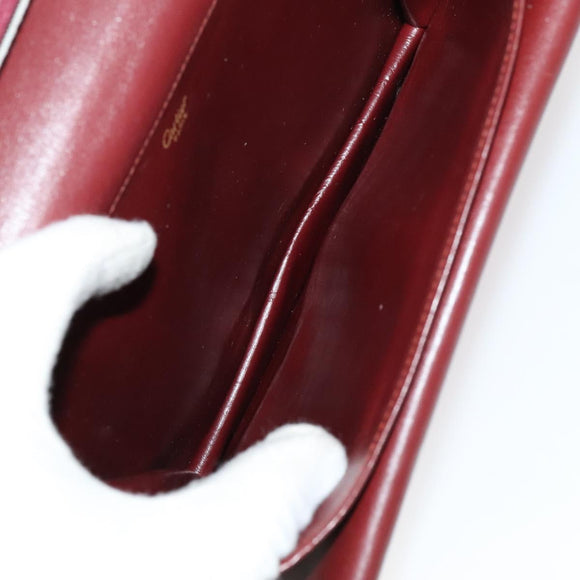 CARTIER Shoulder Bag Leather 3Set Red Auth bs22280