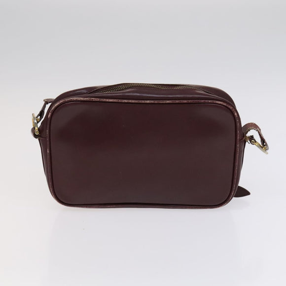 CARTIER Shoulder Bag Leather 3Set Red Auth bs22280