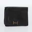 HERMES Wallet Shoulder Bag Canvas Leather 2Set Black Auth bs22282-17
