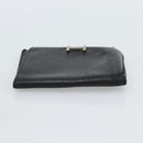 HERMES Wallet Shoulder Bag Canvas Leather 2Set Black Auth bs22282-20