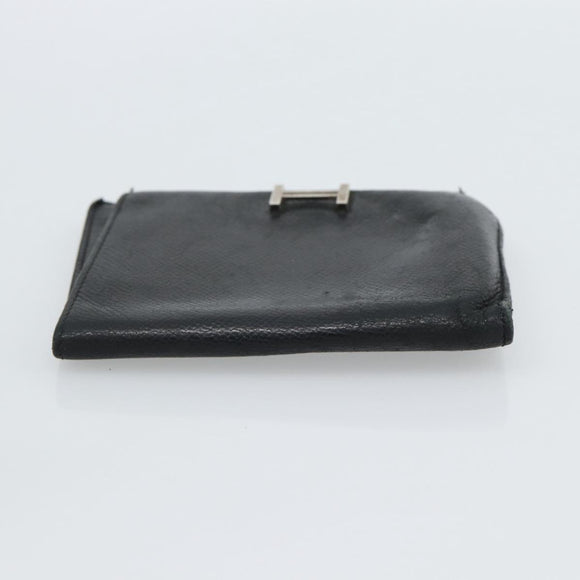 HERMES Wallet Shoulder Bag Canvas Leather 2Set Black Auth bs22282