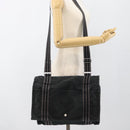 HERMES Wallet Shoulder Bag Canvas Leather 2Set Black Auth bs22282-25