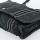 HERMES Wallet Shoulder Bag Canvas Leather 2Set Black Auth bs22282-8