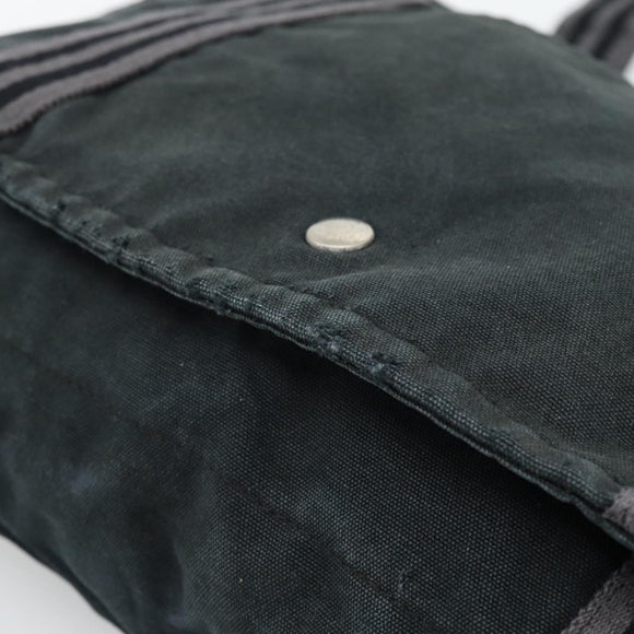 HERMES Wallet Shoulder Bag Canvas Leather 2Set Black Auth bs22282