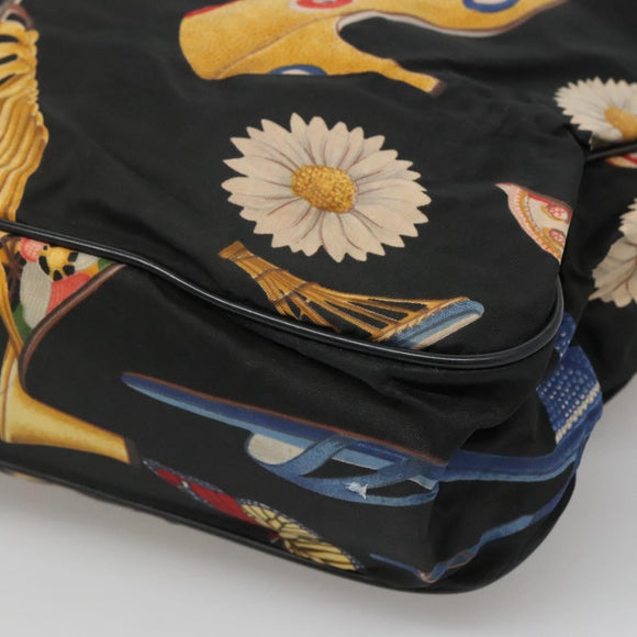 Salvatore Ferragamo Tote Bag Canvas Leather Black Gold Auth bs22290