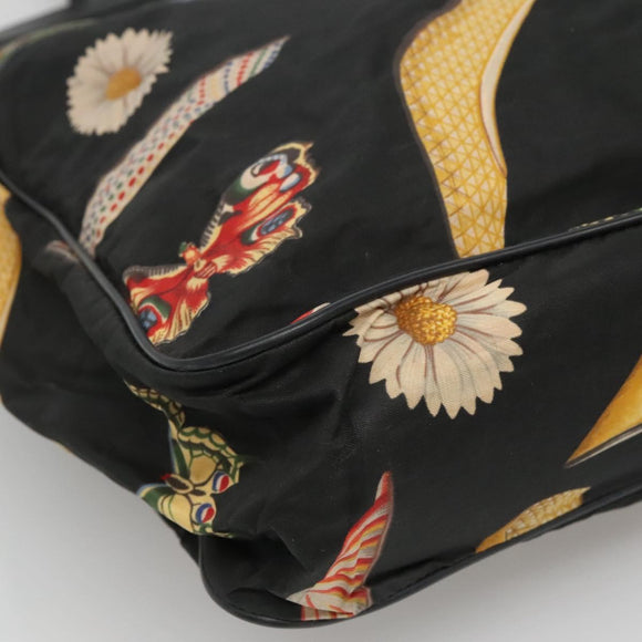 Salvatore Ferragamo Tote Bag Canvas Leather Black Gold Auth bs22290