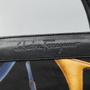 Salvatore Ferragamo Tote Bag Canvas Leather Black Gold Auth bs22290-17
