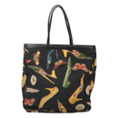 Salvatore Ferragamo Tote Bag Canvas Leather Black Gold Auth bs22290-13