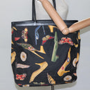 Salvatore Ferragamo Tote Bag Canvas Leather Black Gold Auth bs22290-20