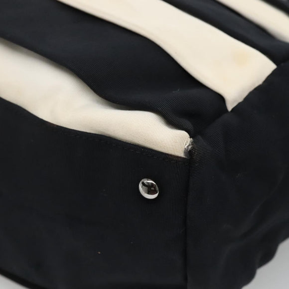 CHANEL Chain Tote Bag Canvas Navy White CC Auth bs22293