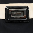 CHANEL Chain Tote Bag Canvas Navy White CC Auth bs22293-14