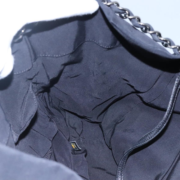 CHANEL Chain Tote Bag Canvas Navy White CC Auth bs22293