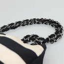 CHANEL Chain Tote Bag Canvas Navy White CC Auth bs22293-8