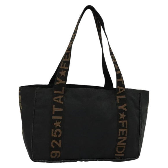 FENDI Tote Bag Canvas Black Auth bs22301