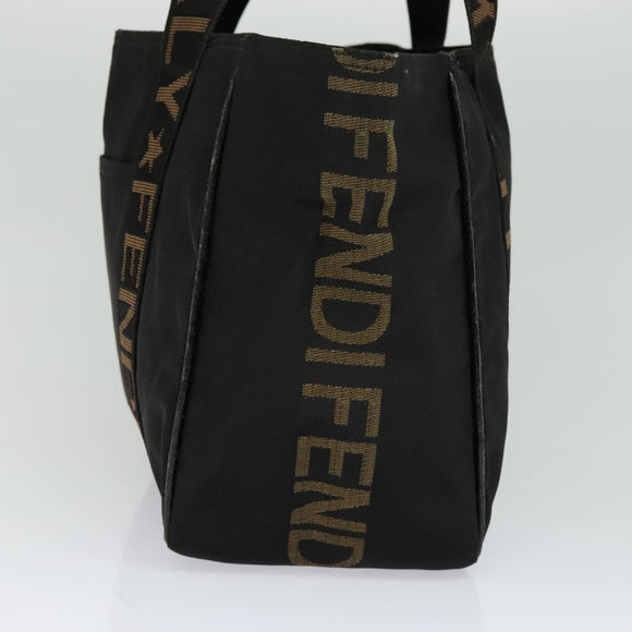 FENDI Tote Bag Canvas Black Auth bs22301