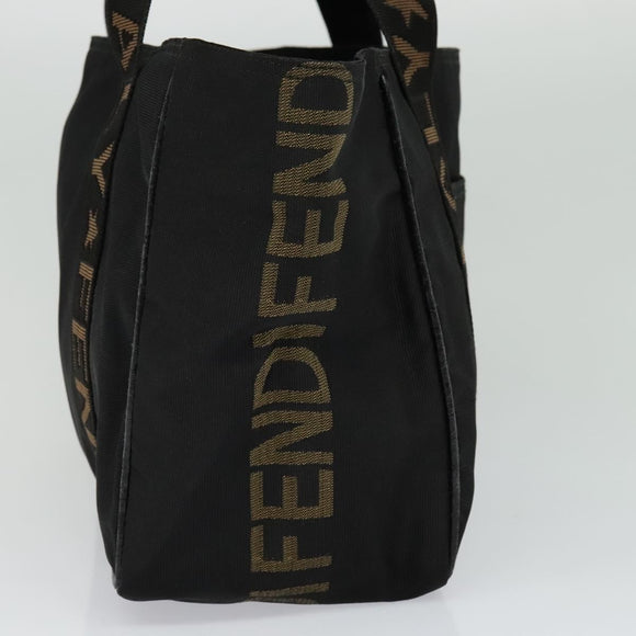 FENDI Tote Bag Canvas Black Auth bs22301