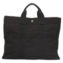 HERMES Her Line MM Tote Bag Canvas Gray Silver Auth bs22307-2