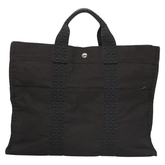 HERMES Her Line MM Tote Bag Canvas Gray Silver Auth bs22307