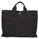 HERMES Her Line MM Tote Bag Canvas Gray Silver Auth bs22307-3