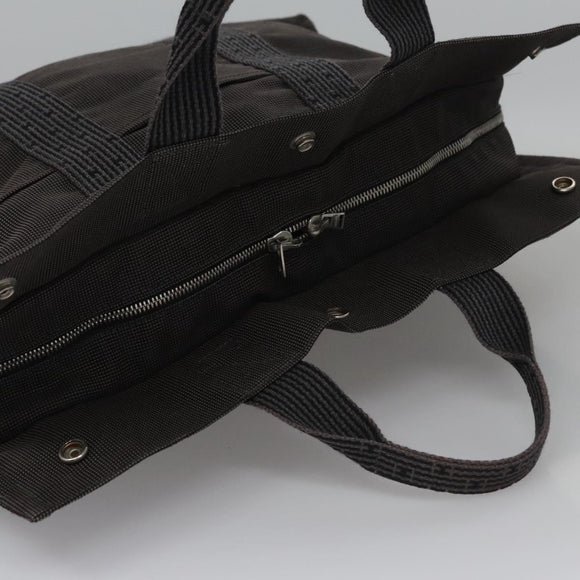 HERMES Her Line MM Tote Bag Canvas Gray Silver Auth bs22307