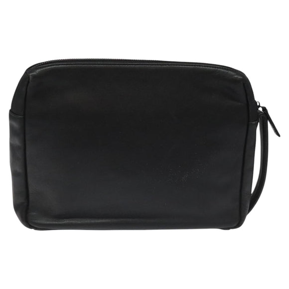 BALENCIAGA Clutch Bag Leather Black Auth bs22314