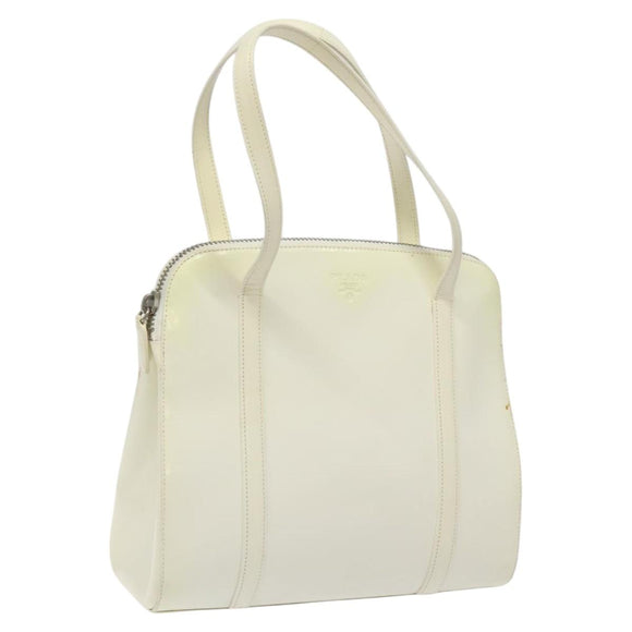 PRADA Hand Bag Patent leather White Auth bs22343