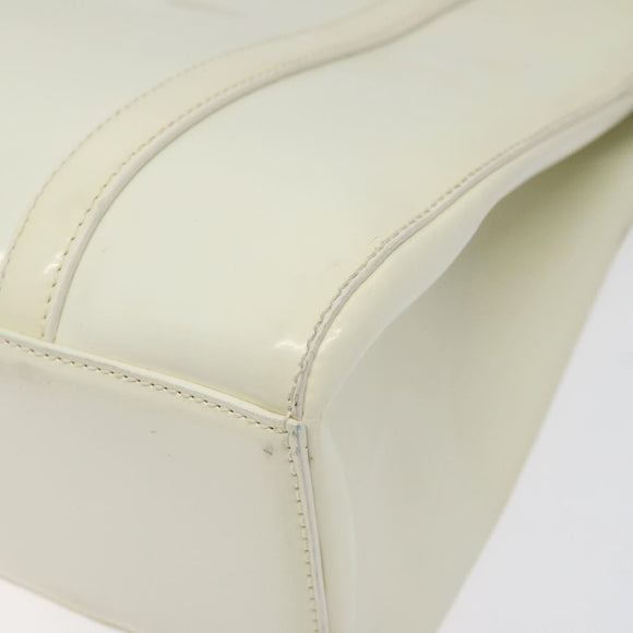 PRADA Hand Bag Patent leather White Auth bs22343