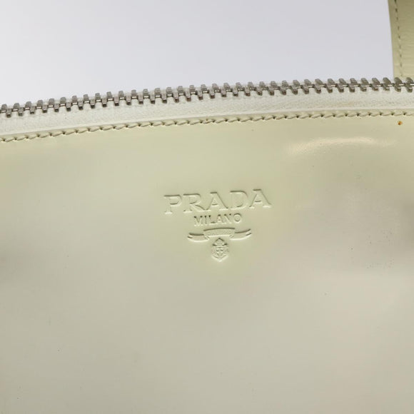 PRADA Hand Bag Patent leather White Auth bs22343