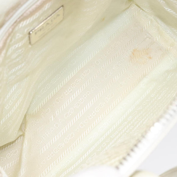 PRADA Hand Bag Patent leather White Auth bs22343