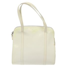 PRADA Hand Bag Patent leather White Auth bs22343 - 0