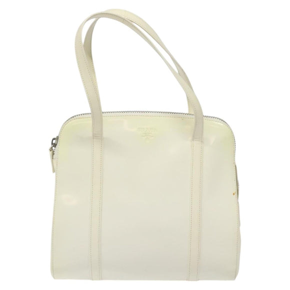 PRADA Hand Bag Patent leather White Auth bs22343