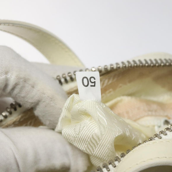 PRADA Hand Bag Patent leather White Auth bs22343