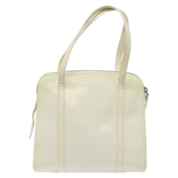 PRADA Hand Bag Patent leather White Auth bs22343