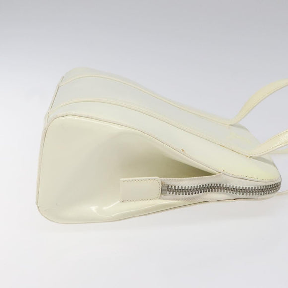 PRADA Hand Bag Patent leather White Auth bs22343