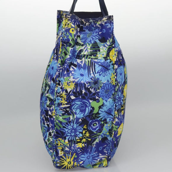 PRADA Flower Tote Bag Nylon Blue Auth bs22344