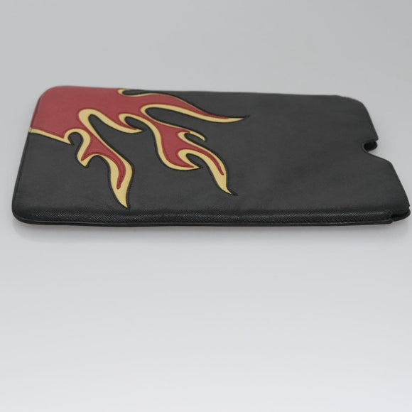 PRADA iPad Case Safiano leather Black Auth bs22372