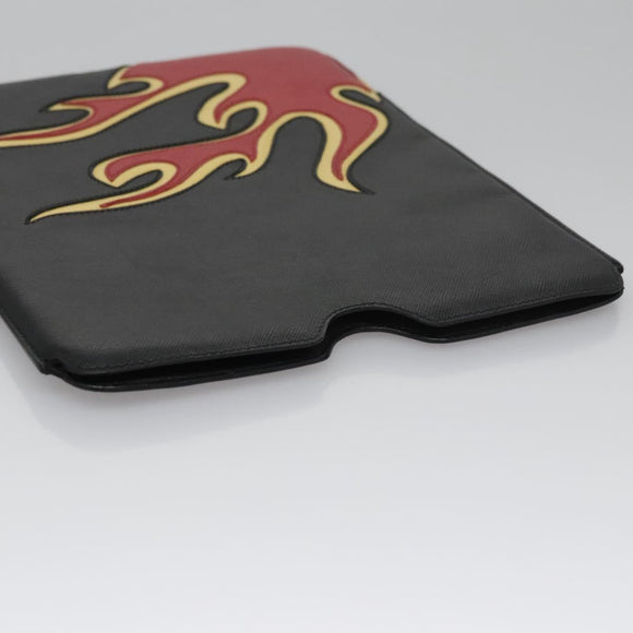 PRADA iPad Case Safiano leather Black Auth bs22372