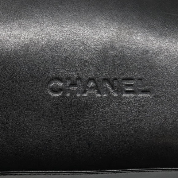 CHANEL Shoulder Bag Leather Black CC Auth bs22384