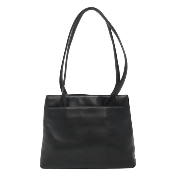 CHANEL Shoulder Bag Leather Black CC Auth bs22384